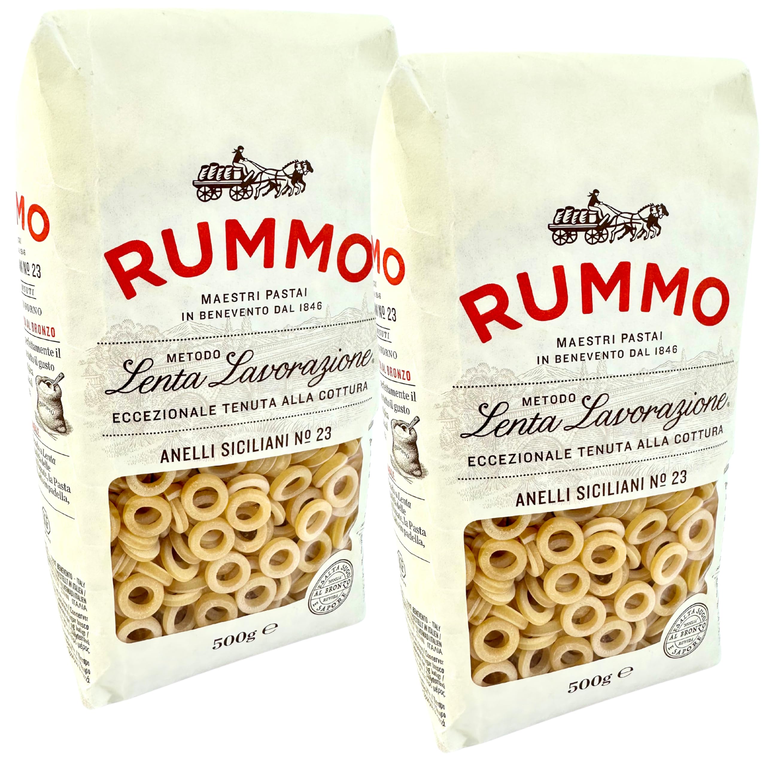 Rummo Anellini Pasta Rings from Italy 1.1 lb. (500g)(Pack of 2) Anelli - Anelletti - Pastina - Circle Noodles - Similar to Tubetti - Ditalini - Stellini - Analetti - Bronze Cut - Slow Dried