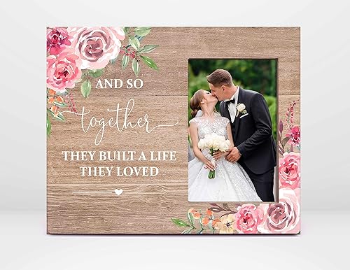 Orchroma Marco de fotos romántico para regalo de matrimonio y así juntos construyen una vida que amaban, aniversario de compromiso, regalos de boda