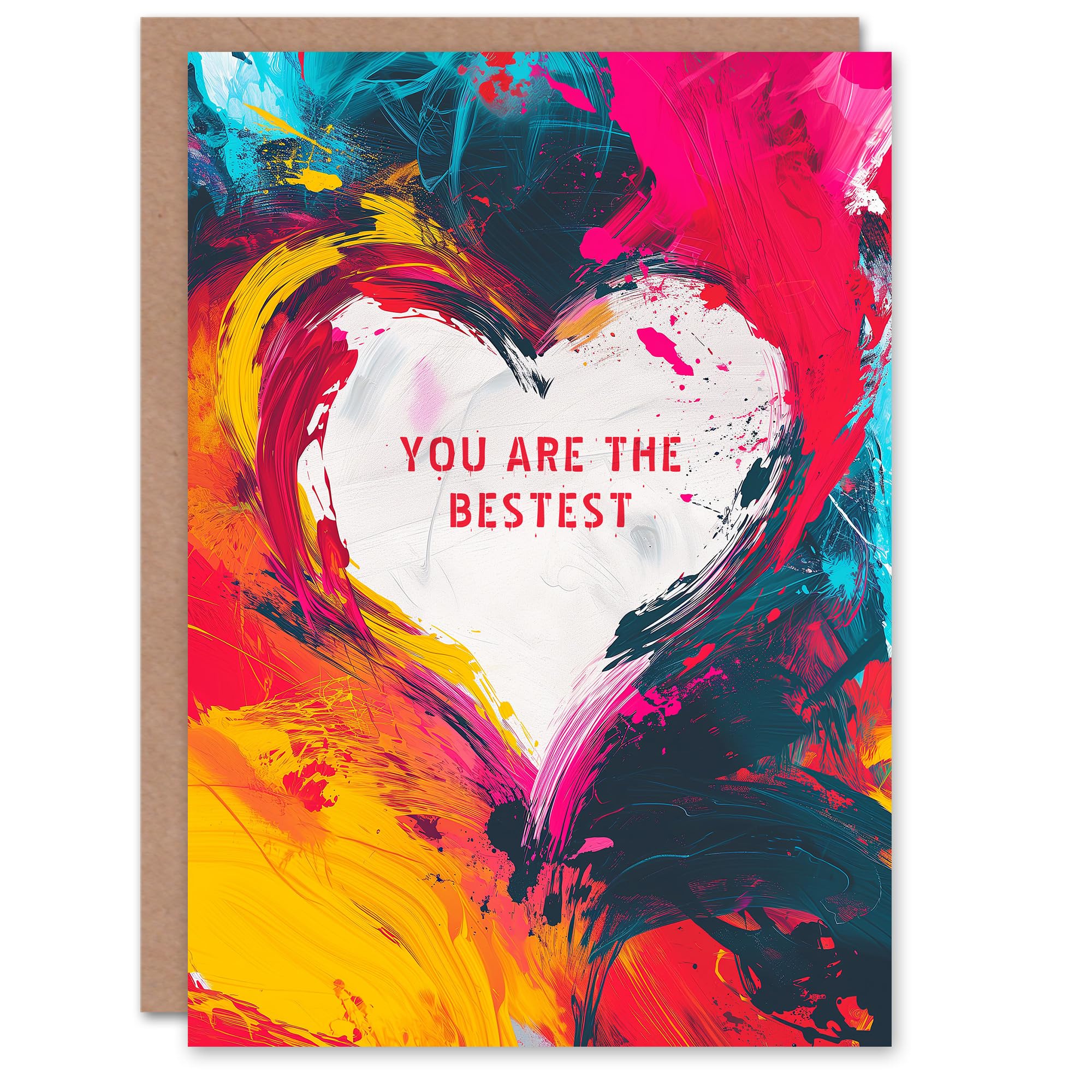 Artery8 Valentines Day Greeting Card You Are the Bestest Paint Art Heart For Her Wife Partner