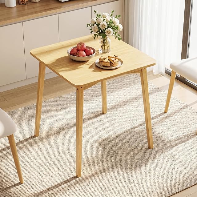 Table à manger en bambou, petite table de cuisine pour 2, 27.6" Tables à manger carrées pour les petites Space, Facile d'assemblage, Table à manger pour salle à manger, Salon, Cuisine, Bureau(naturel)