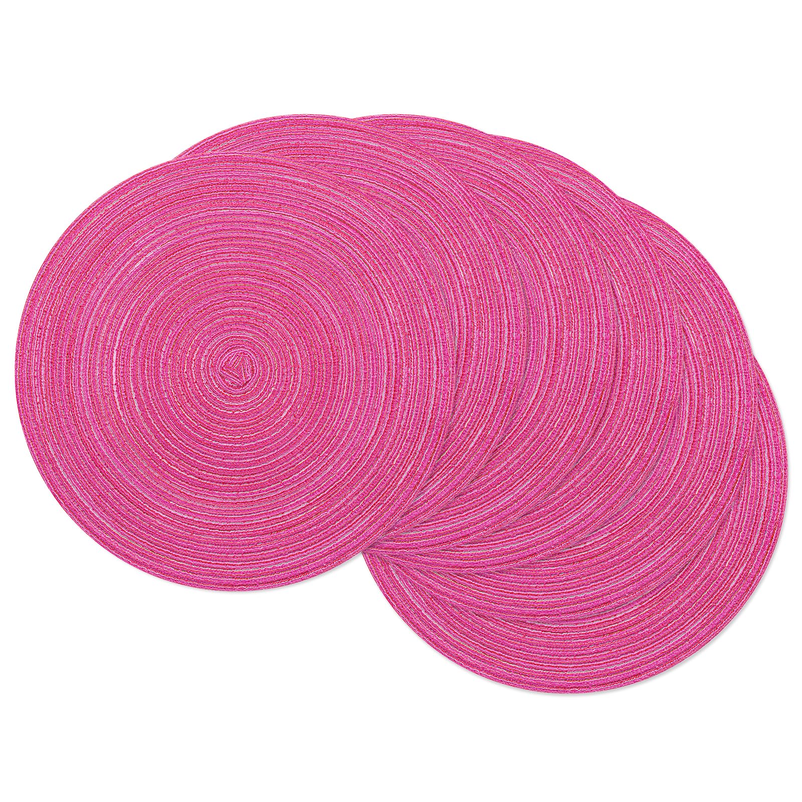 SHACOS Hot Pink Round Braided Placemats Set of 6 Washable Fabric Place Mat