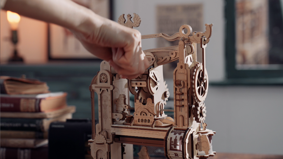 ROKR 3D Wooden Printing Press Puzzle: DIY Mechanical Model Kit