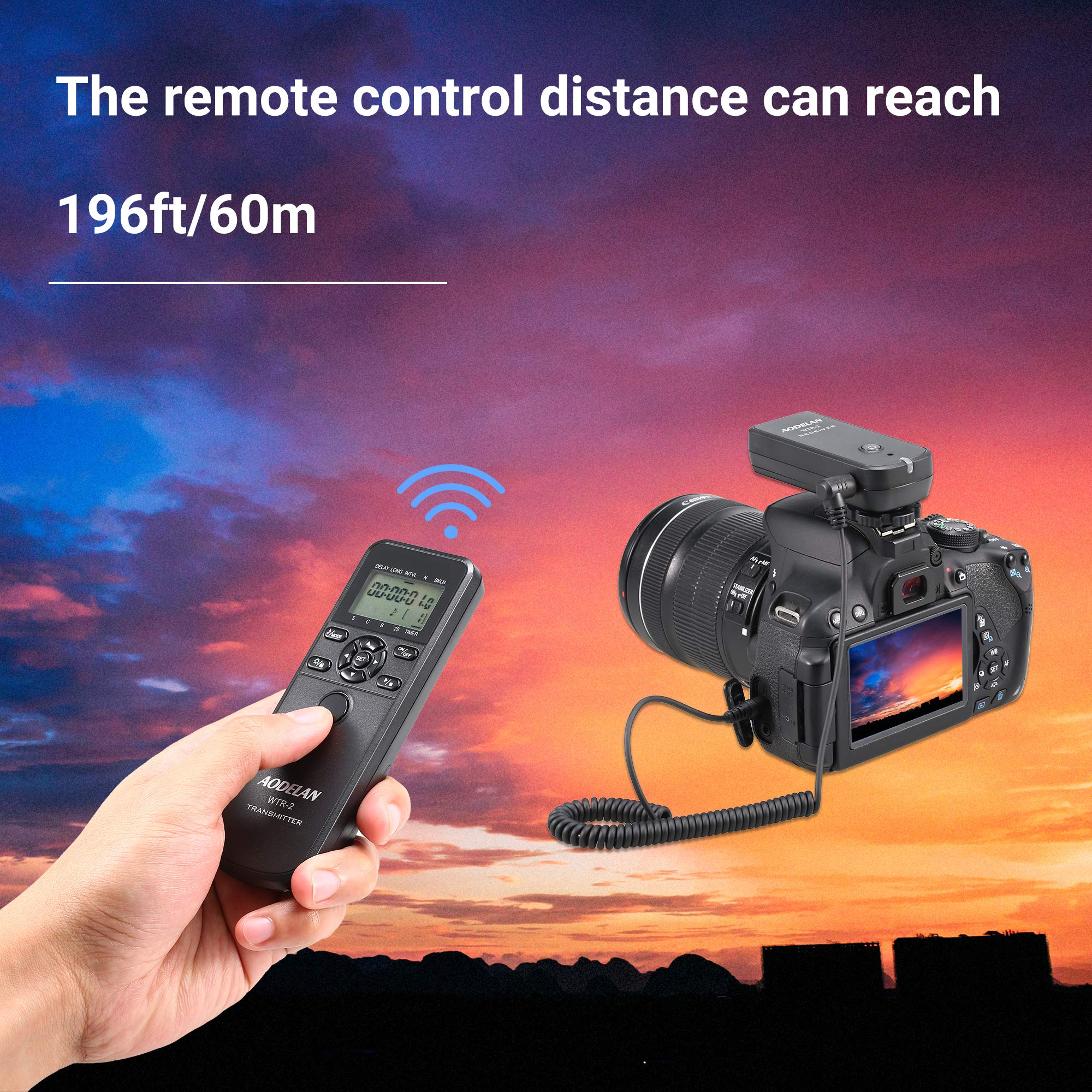 AODELAN - Telecomando timer per Canon EOS R, RP, 80D, 77D, 70D, 250D, 200D, serie 7D, serie 5D, T7, T6i, T5i, SX70 HS, scatto sostitutivo di Canon TC-80N3 e RS-60