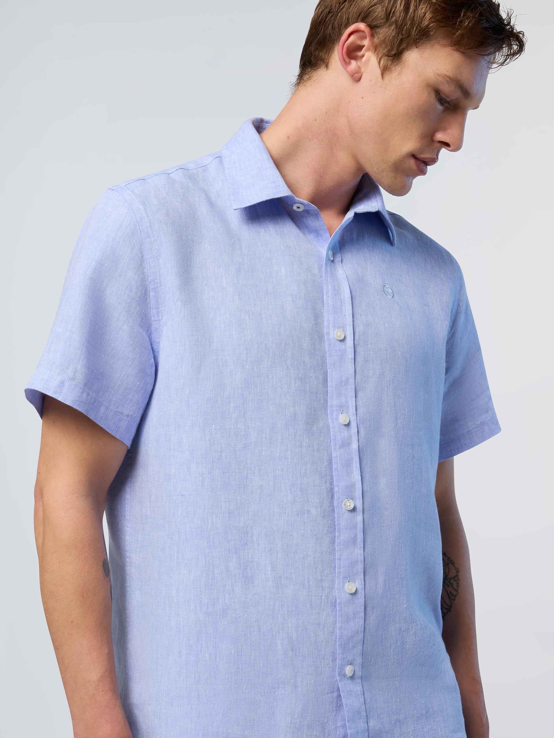 NORTH SAILS Camicia Uomo MC in Lino European Flax™ con Logo Ricamato
