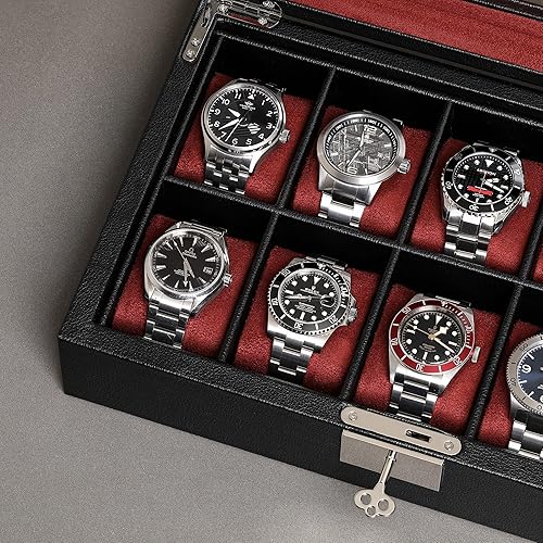 Miniatura 5 de Juego de regalo de 10 ranuras para reloj de cuero y 2 cajas de viaje a juego organizador de exhibición de lujo para reloj soporte de reloj con