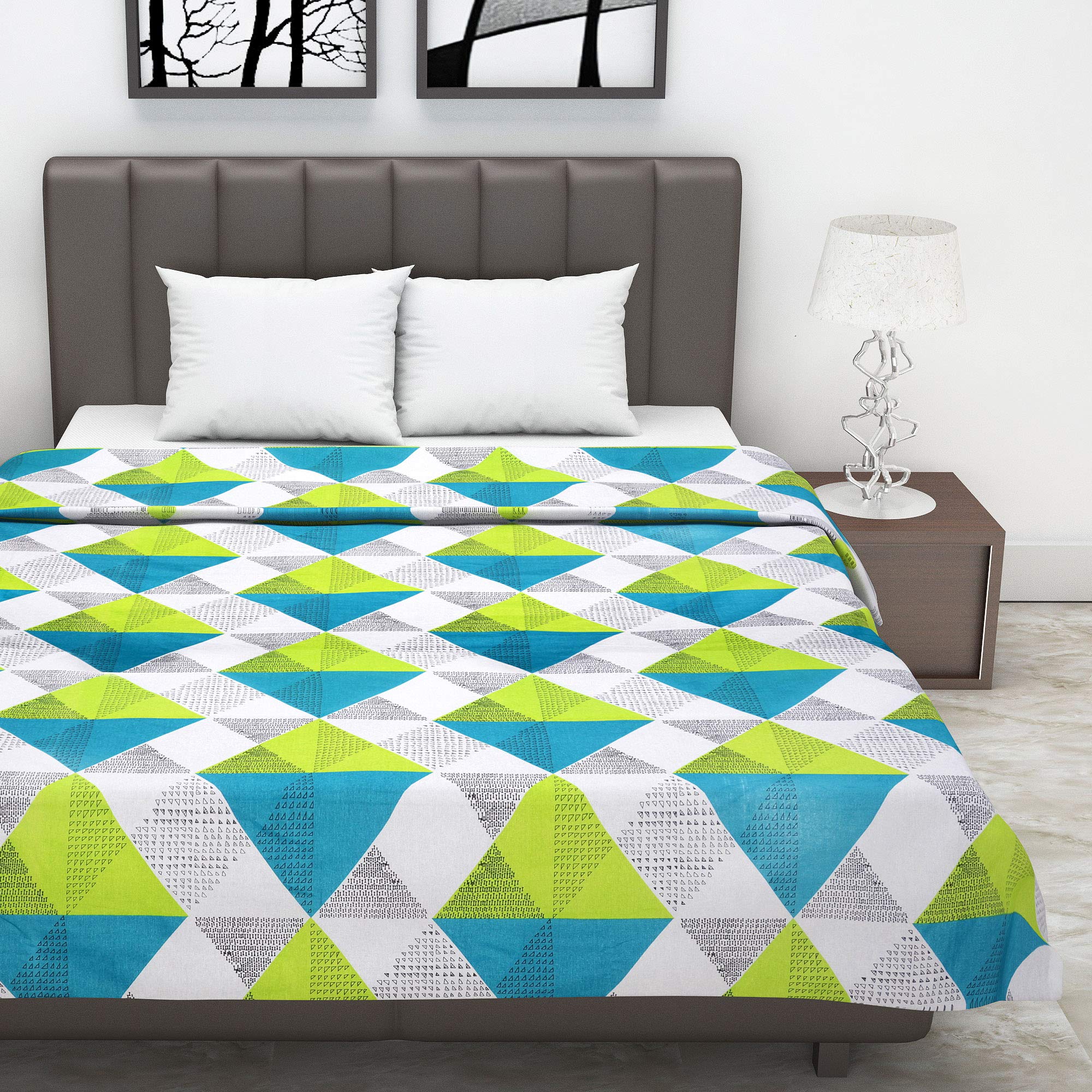 Divine Casa 120 GSM Reversible Lightweight Brittle Rocca Print Double Bed Glace Cotton AC Dohar Blanket - Love Bird| TC - 120