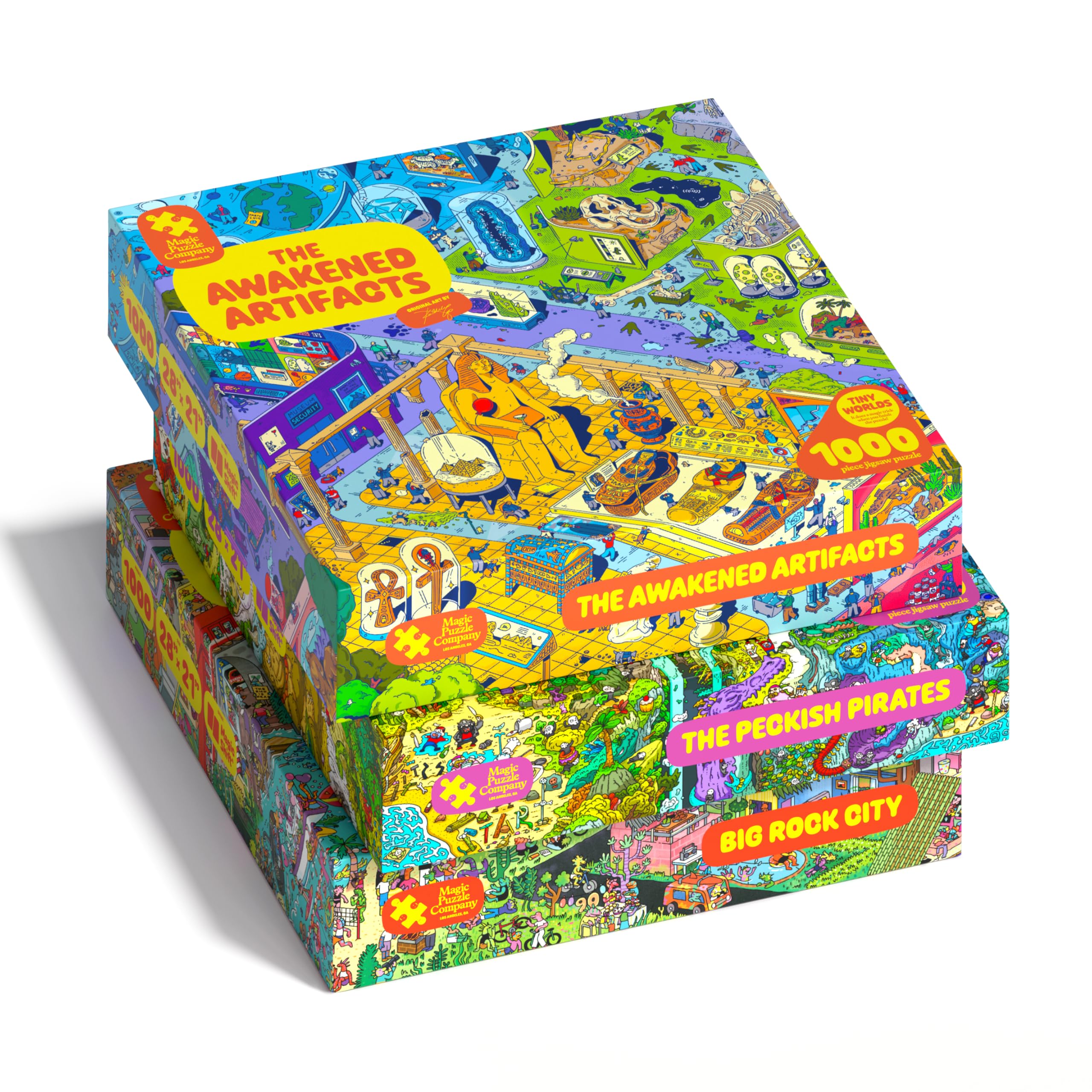 Magic Puzzle Company 3-Pack • Series Four • Big Rock City, The Awakened Artifacts, & The Peckish Pirates • 1000-Piece Jigsaw from The