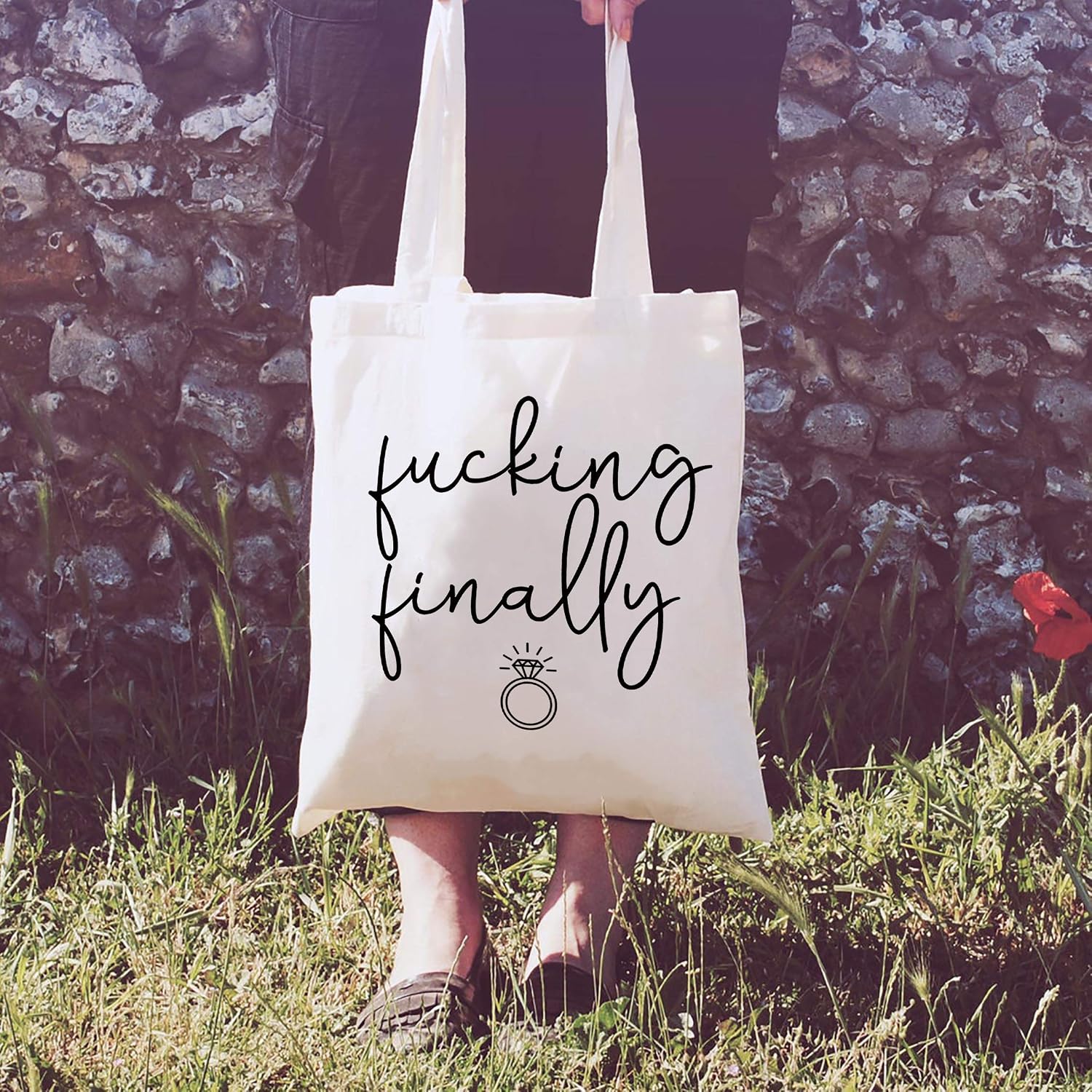 Funny Engagement Gift for Bride Shoulder Bag Shopping Tote Bag–Bride to Be Newly Engaged Bridal Shower Present for Her Bachelorette Party Present for Best Friend Bestie Women Fucking Finally image 5
