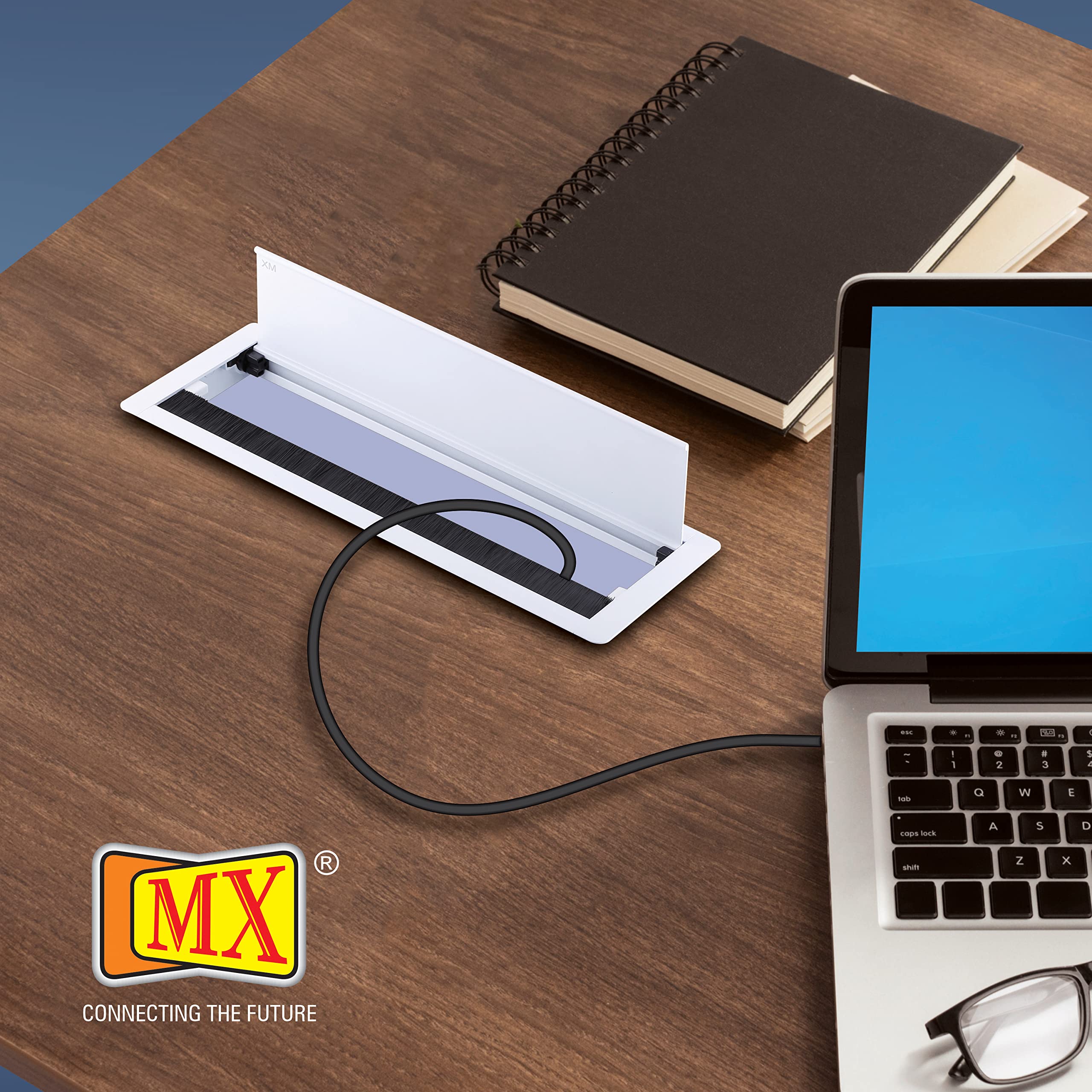 MX Access Flap with Soft Close/Table Flip Cover/Cable Hole Cover/Cable Hole Cover Grommet/Metal Rectangle Wire Cable (300X127X30 MM Black) 4