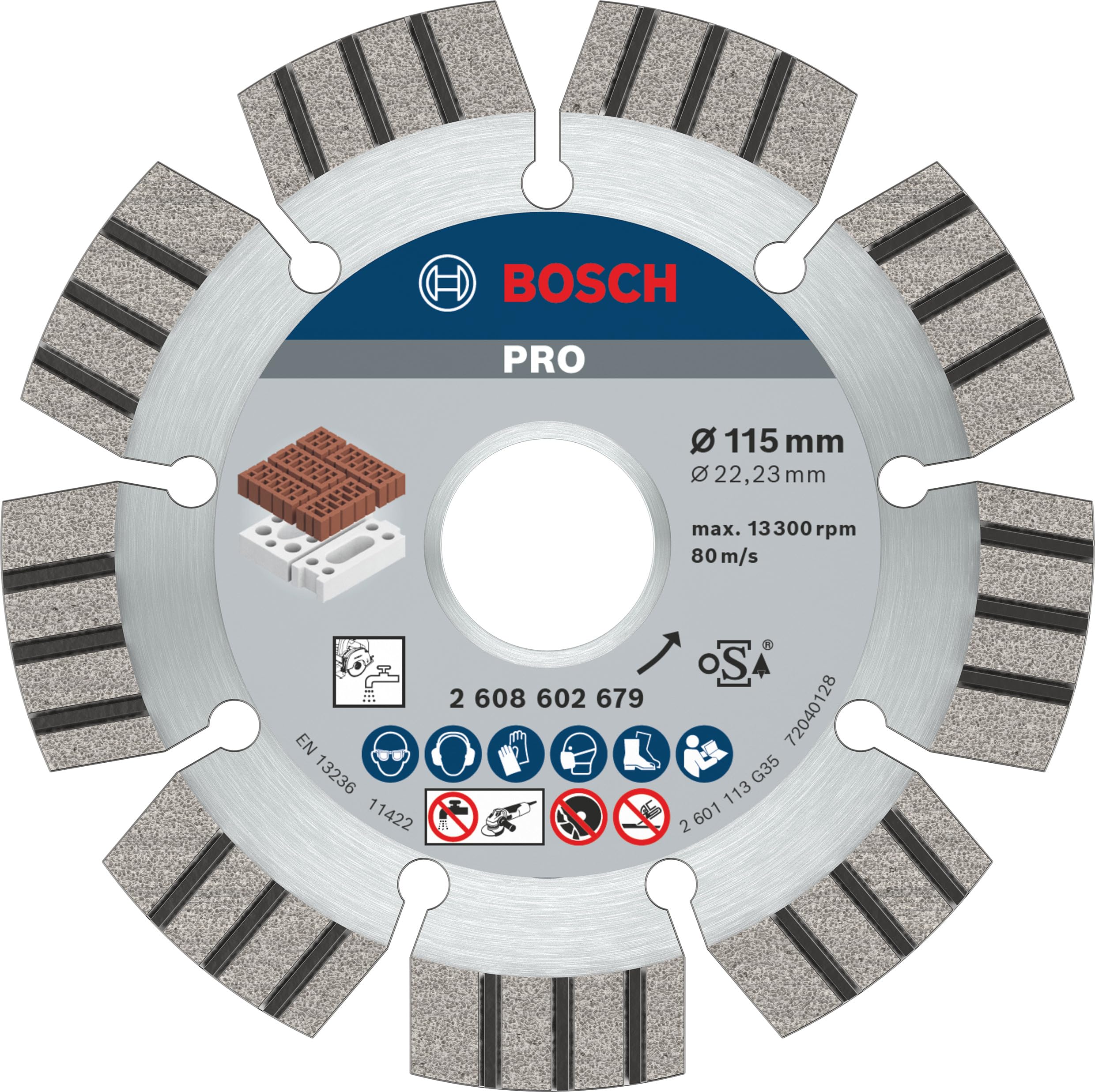 Disque diamanté Bosch 115 x 22,23 mm haute endurance pour brique et béton