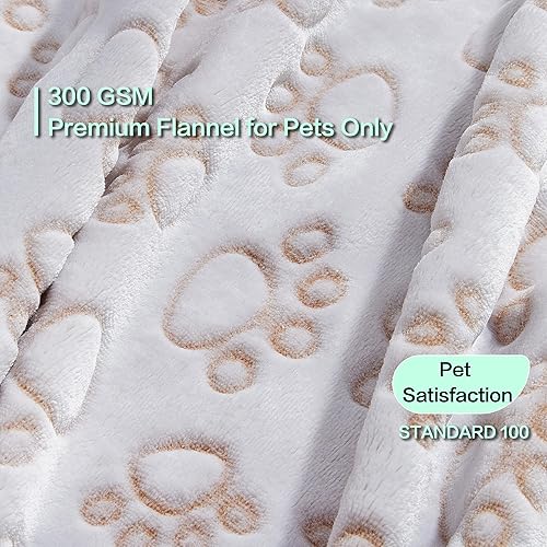 Miniatura 2 de Stuffed Manta suave de alta calidad para perro, con franela gris con bonito estampado de patas (beige, 24 x 32 pulgadas (paquete de 1)