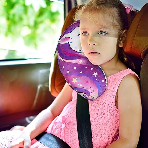 Miniatura 2 de FIODAY Funda de cinturón de seguridad para niños, almohada de cinturón de seguridad de unicornio, funda suave para cinturón de seguridad, almohada