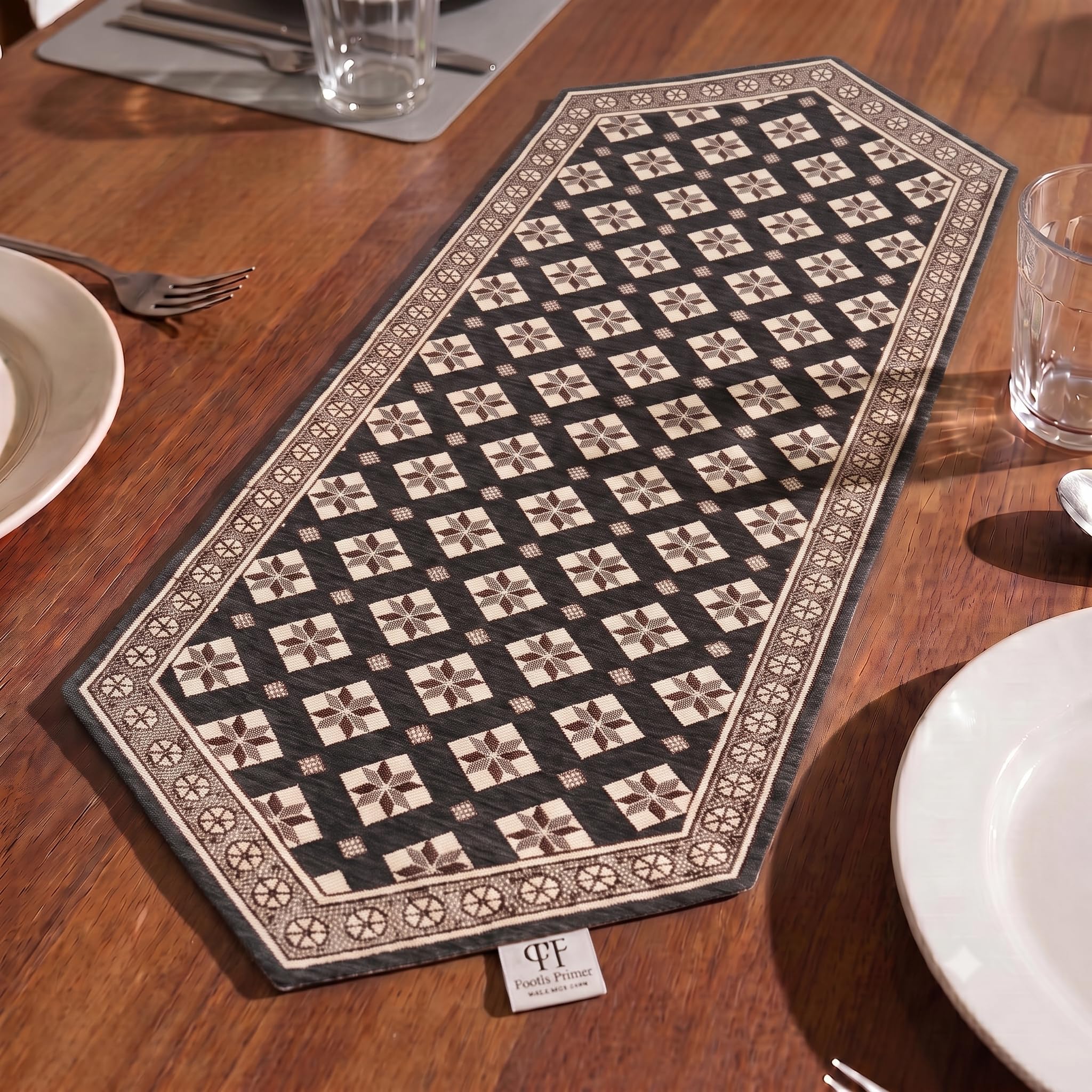 Dining Table Runner for 4 Seater | Premium Viscose Rayon & Cotton Fabric | Washable Heat Resistant Decorative Table Cover for Dining Table | Modern Home Decor | 36 x 14 Inch | Grey-image-20