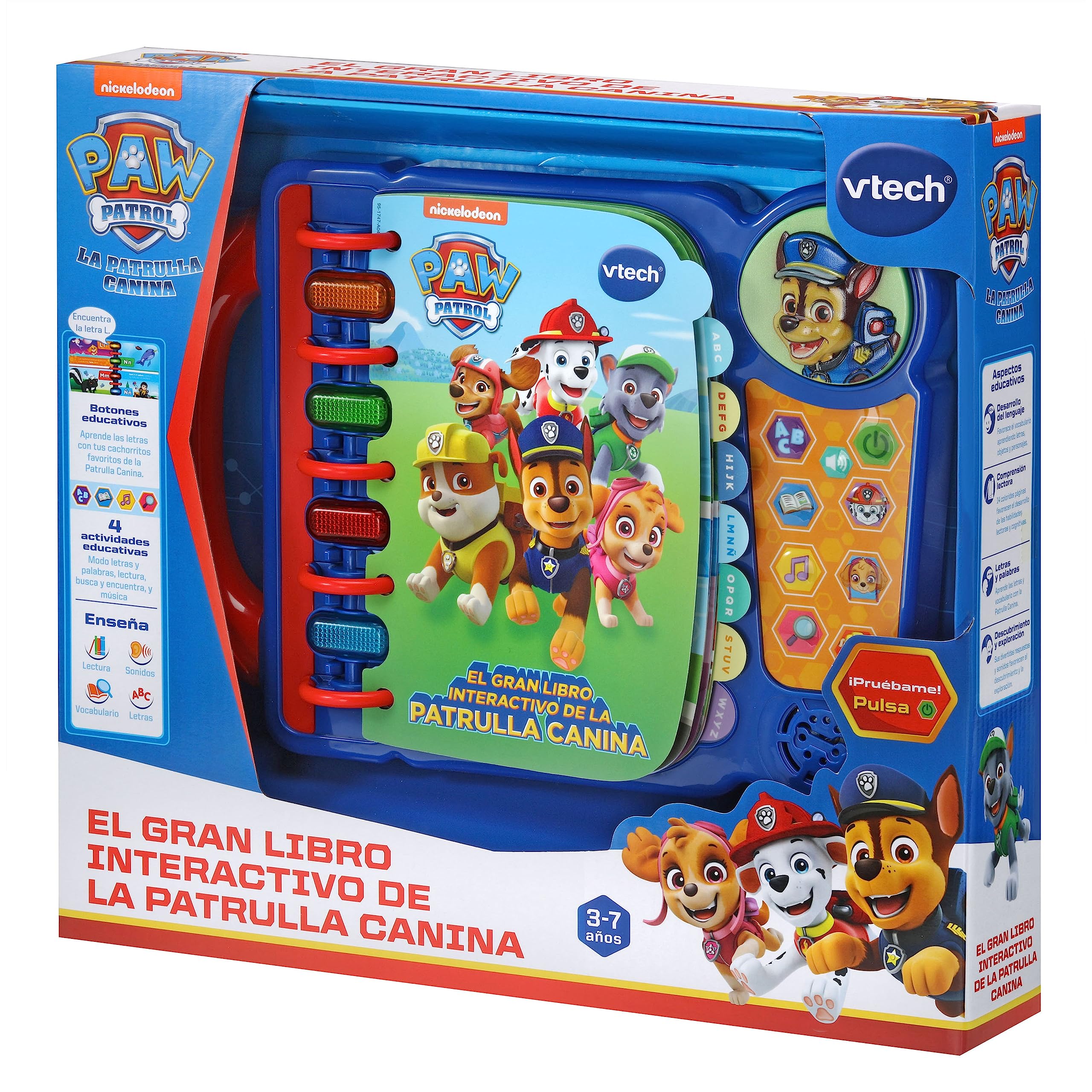 VTech - El Gran Libro Interactivo de la Patrulla Canina, Juguete Educativo para niños +3 años, Aprende el Alfabeto, Música, Juegos, Versión ESP
