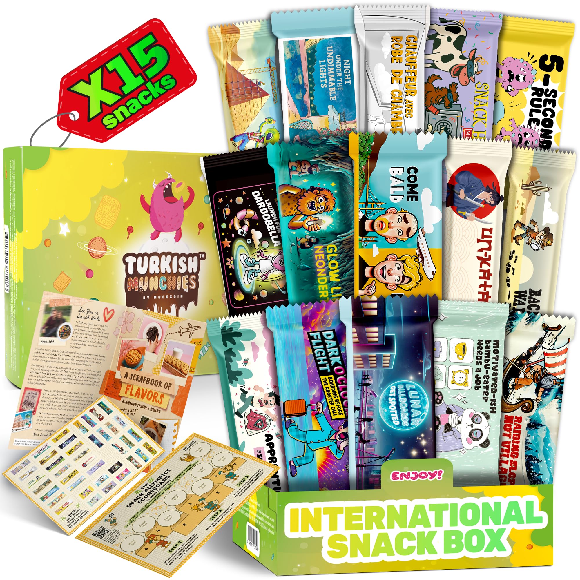 International Snack Box, Unique Experience with Universal Exotic Candies and Treats from around the World, Gift-Ready Foreign Foods in Packages Inspired by European, Japanese and Korean Cultures