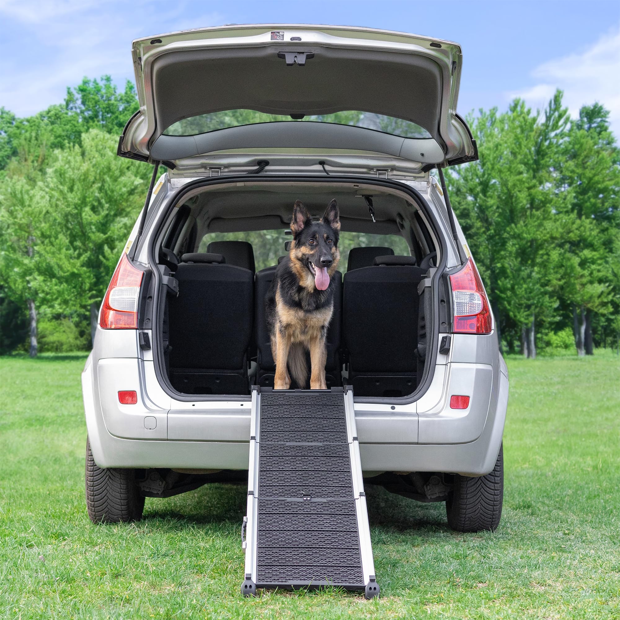 Rampe pour Chien Voiture SUV Antidérapante Capacité 90kg Télescopique Noir