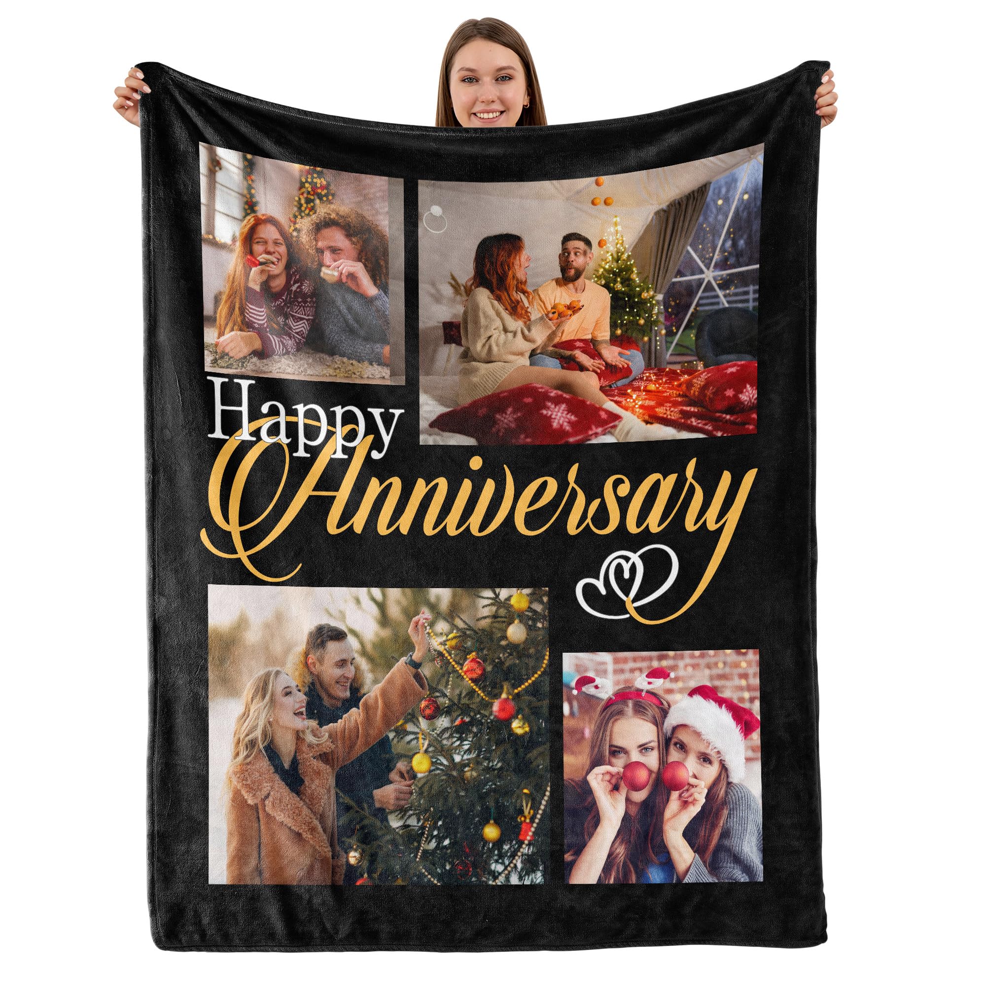 TURMTF Christmas Birthday Gifts for Wife, Christmas Personalized Custom Blanket๏ผWedding Anniversary Romantic Gifts for Wife Her Husband โ image 1