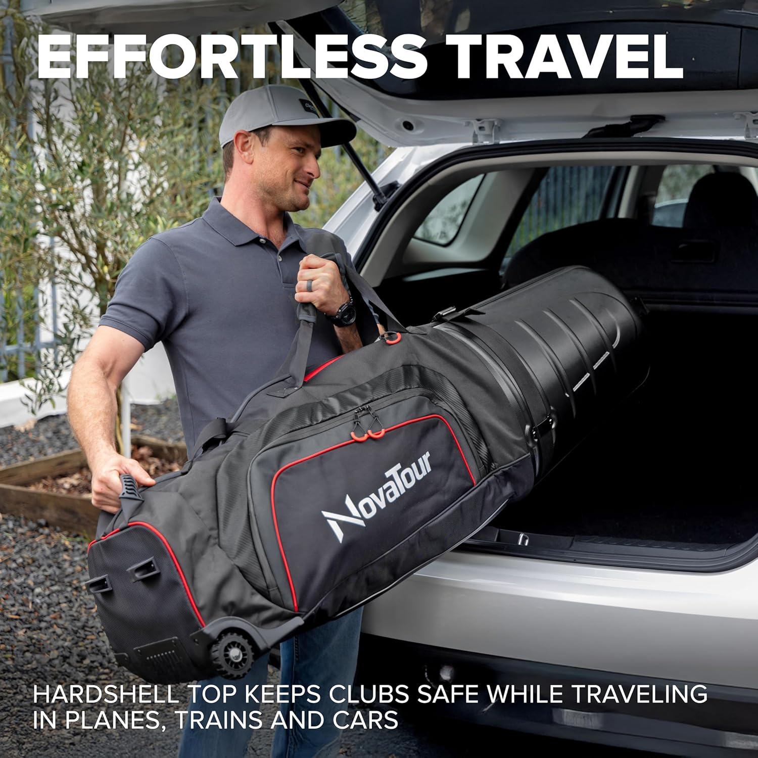 Golf Travel Bag for Airlines: Hard Case Top, Waterproof Zippers, 1680D Oxford Fabric, Built-in TSA Lock, Oversized Tank Wheels, Lightweight – Maximum Club Protection - Image 7