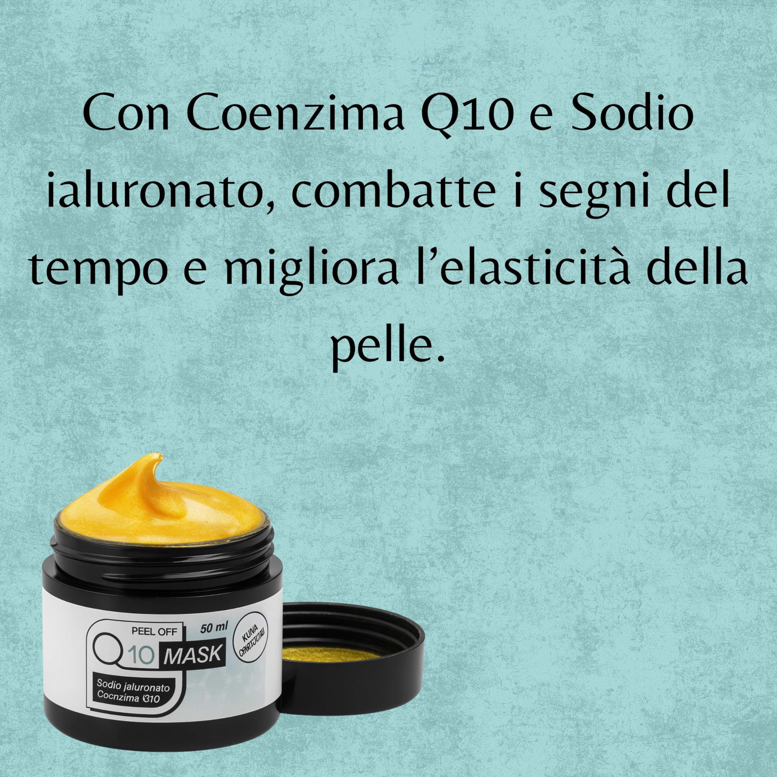 Maschera Viso Q10 200ml Peel Off Antiage con Acido Ialuronico | Idratante, Rimpolpante, Illuminante, Contro Rughe e Pelle Spenta