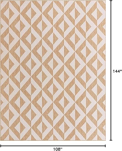 Vista 205 de Unique Loom Unique Loom Outdoor Collection - Alfombra de área - Napa (3 pies 3 pies, redonda, amarillo y aguamarina/amarillo)