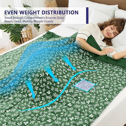 Vista 376 de yescool - Manta con peso, 10 libras, fresca, transpirable, con cuentas de cristal prémium, lavable a máquina, para dormir, 90-110 libras, 41 x 60