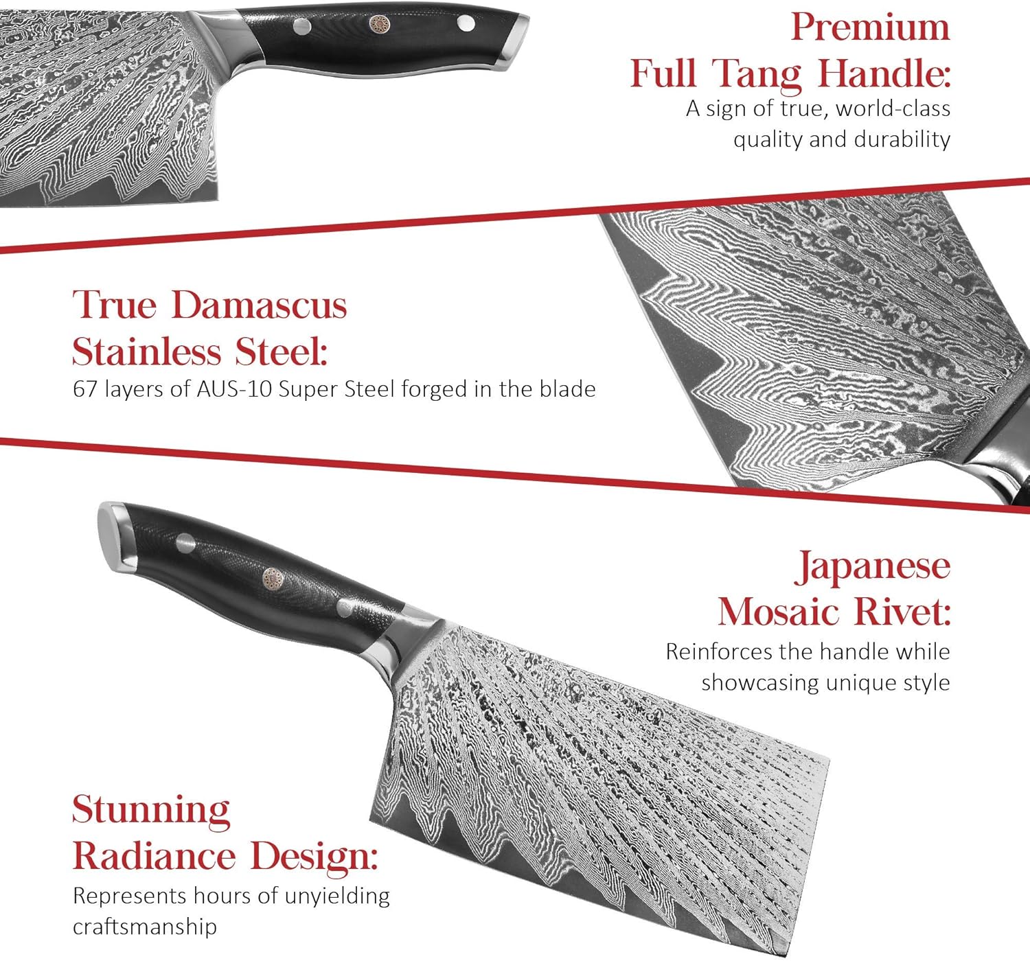 Blасk Frіdау 🔥 Master Maison Authentic 7.5 Damascus Cleaver Knife With Full-Tang Handle, Sheath, Sharpening Stone, Storage Box & Drying Cloth | AUS-10 Japanese Stainless Steel Professional Chef Butcher Knife Set