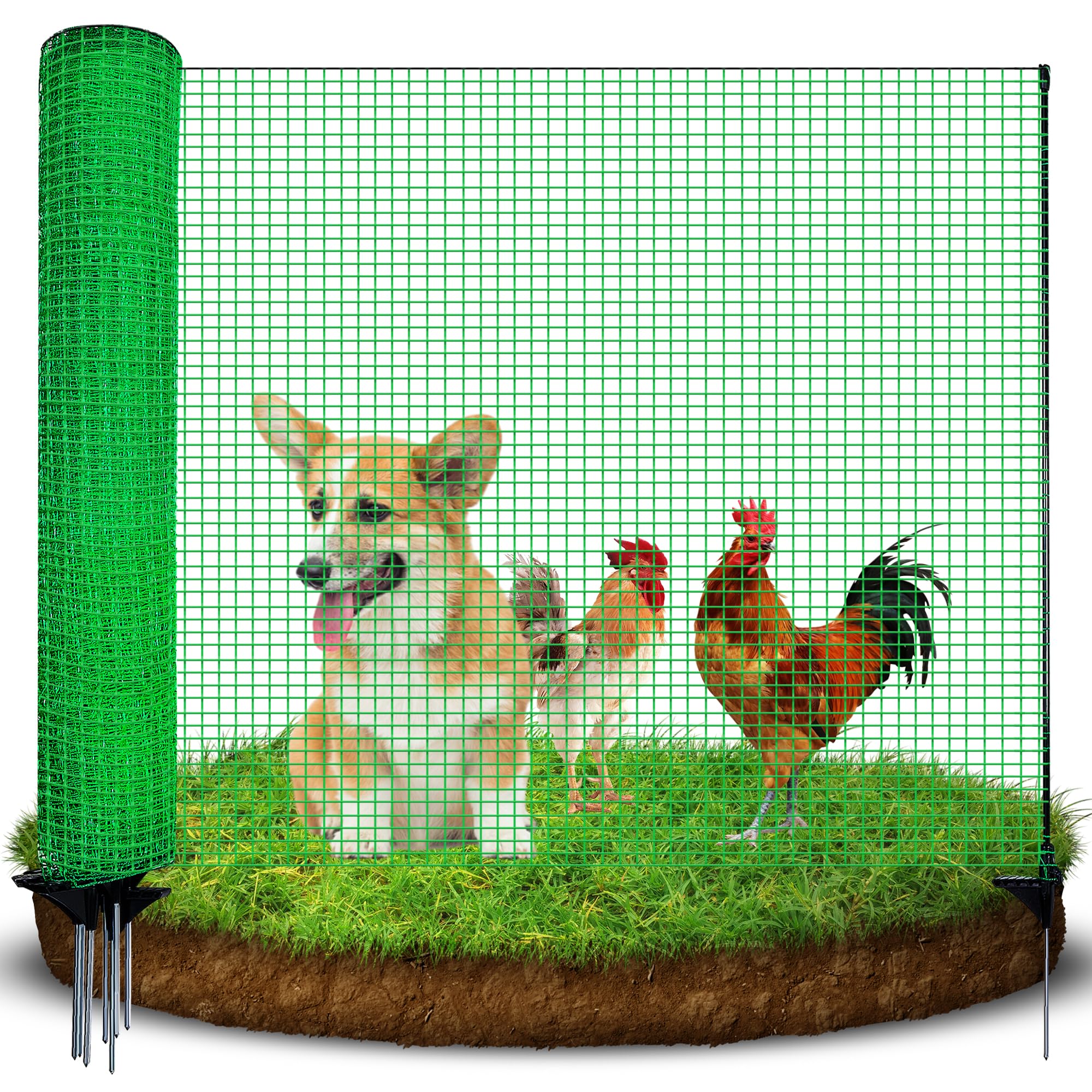 Photo 1 of 4'x50' Temporary Fence with Posts, Portable Dog Fence Outdoor for Yard