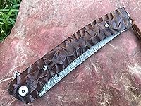 Vista 3 de TACTICAL GEARZ Cuchillo de bolsillo de Damasco - Cuchillo plegable EDC con mango de palisandro - Hoja VG10 de acero de Damasco de 67 capas