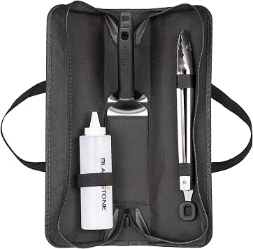 BLACKSTONE 5481 Tabletop 5 Piece Griddle Tool Kit- Outdoor Indoor Grill BBQ Utensils Cooking Accessories, 2 Stainless Steel Spatulas, 1 Classic Tong, 16Oz Squeeze Bottle, 1 Portable Carry Bag