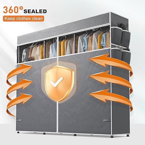 Miniatura 2 de Raybee Funda para perchero de tela con cremallera, con ventana transparente de PVC y 8 bolsillos laterales de almacenamiento, solo 76.7 pulgadas de