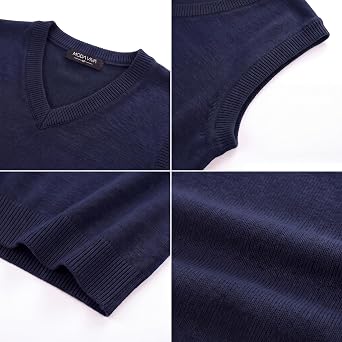 Mens V Neck Sweater Vest, Lightweight Sleeveless Knit Vest