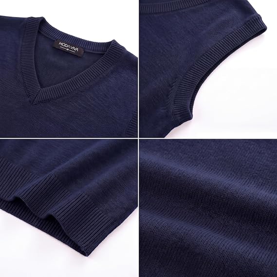 Mens V Neck Sweater Vest, Lightweight Sleeveless Knit Vest