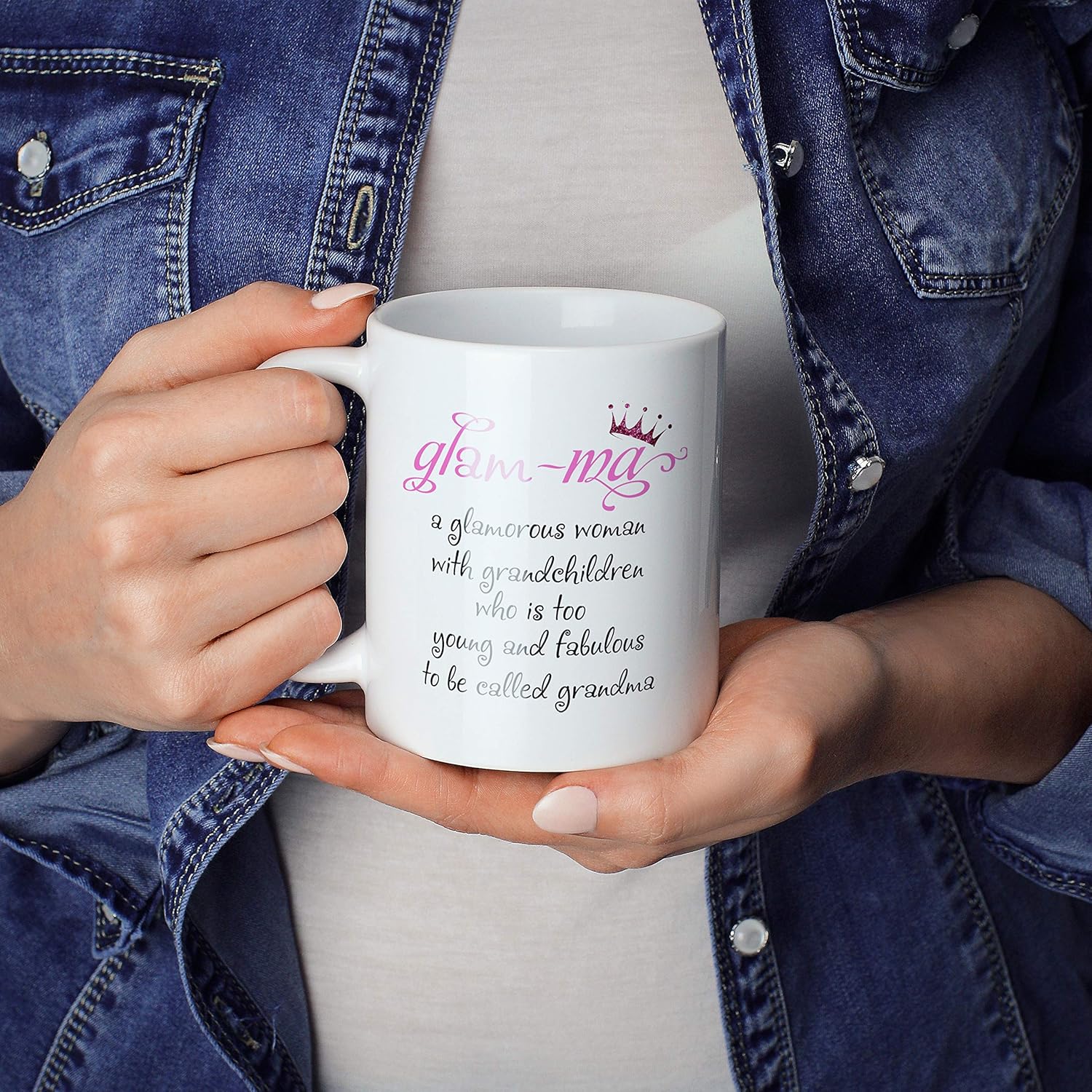 Funny Grandma Theme Ceramic Coffee Mug Glam-ma Definition Great Mother’s Day Gift Idea Grandparents Day Christmas Birthday Gift for First Time Grandmother Granny Tea Cup 11 oz White - Image 7