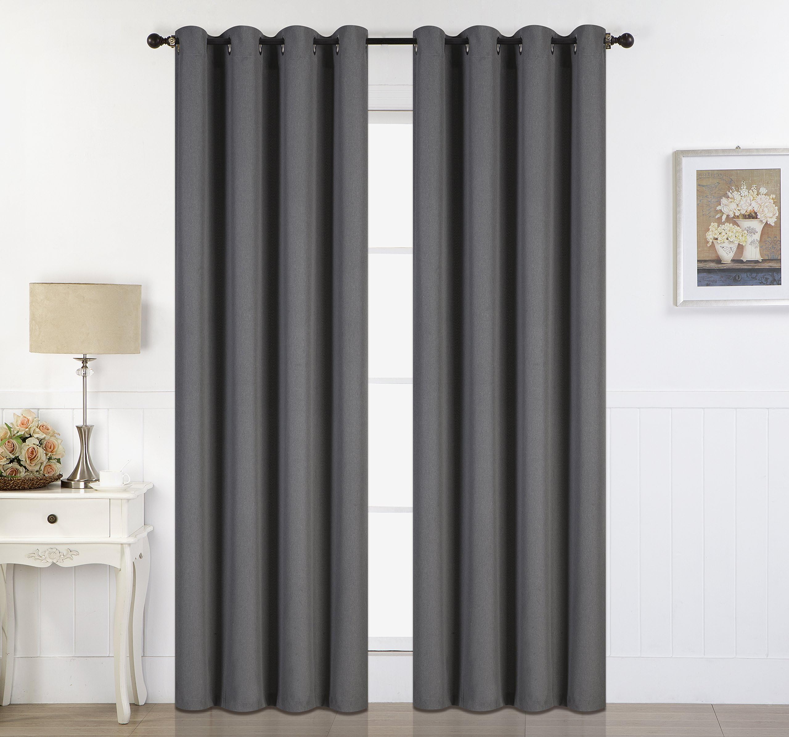 Room Window Curtains for Living Room Thermal Insulated Darkening Grommets Privacy Faux Linen Curtain 54" W x 90" L, 1 Panel,(Grey)