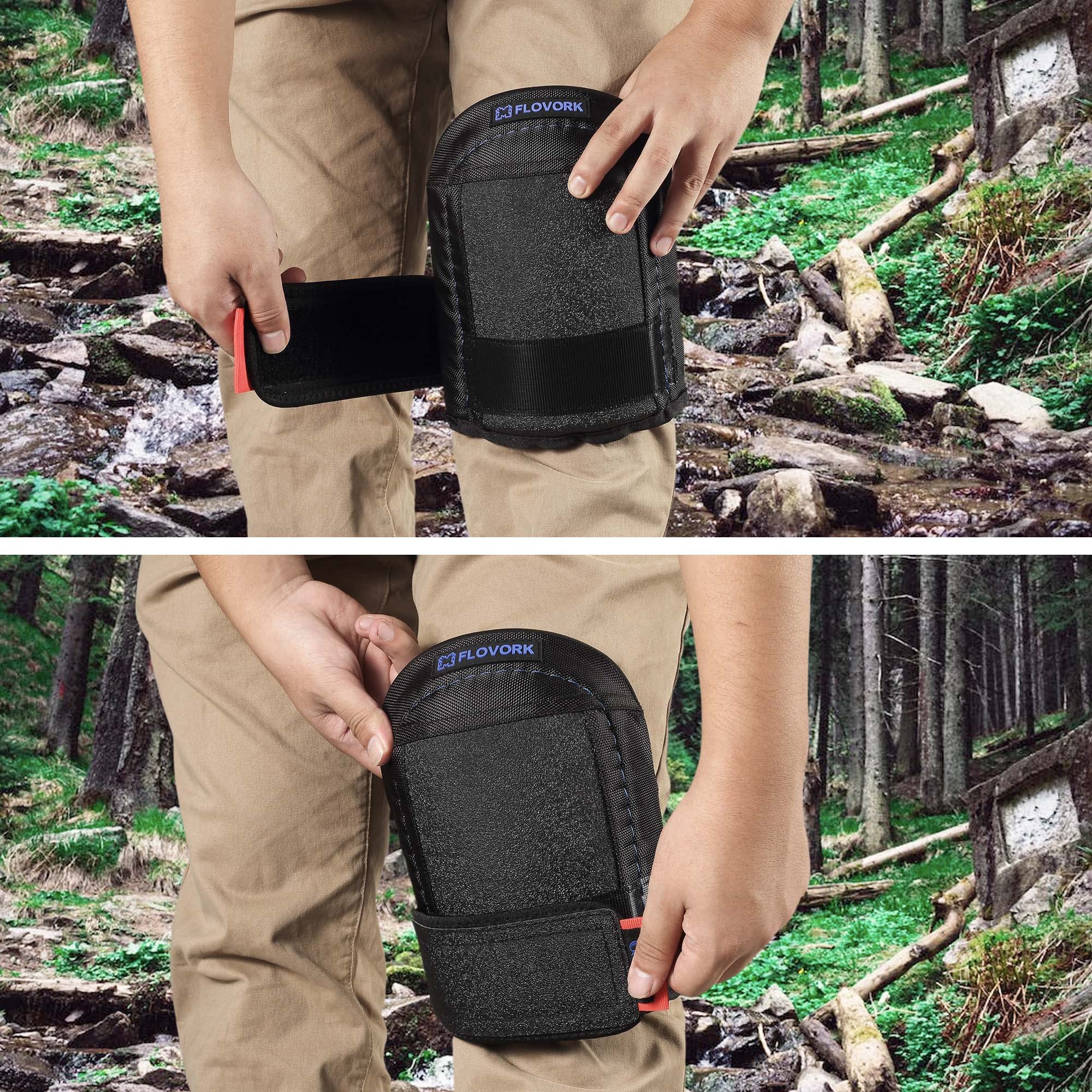 2 pares de rodilleras de una correa, para pisos, techos y jardinería, para hombres y mujeres, con acolchado de gel suave, lavable a máquina, antideslizante, grande