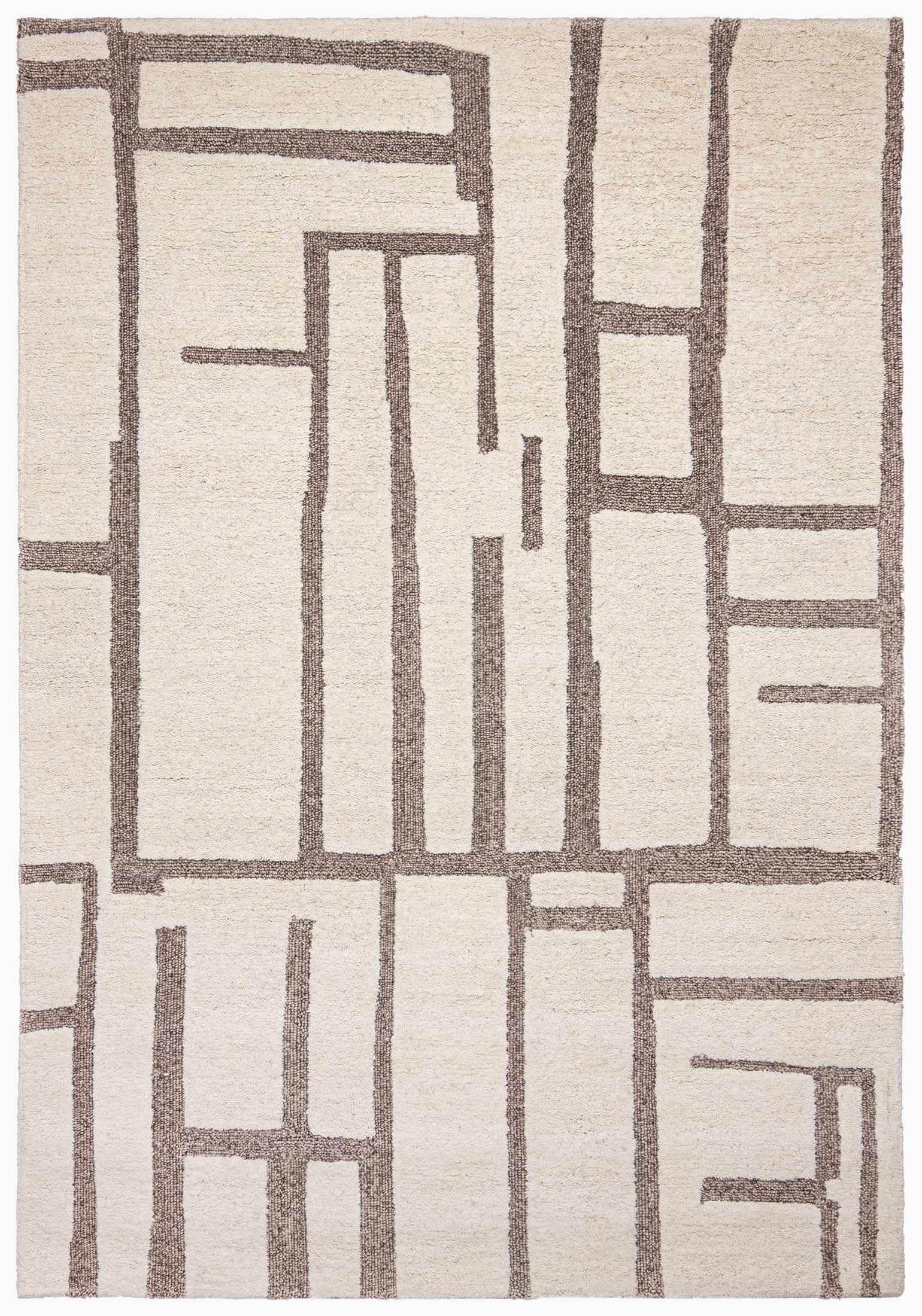 Mazovia Grande Tappeto Soggiorno 160x230cm Crema Geometrico Scandinavo Lana
