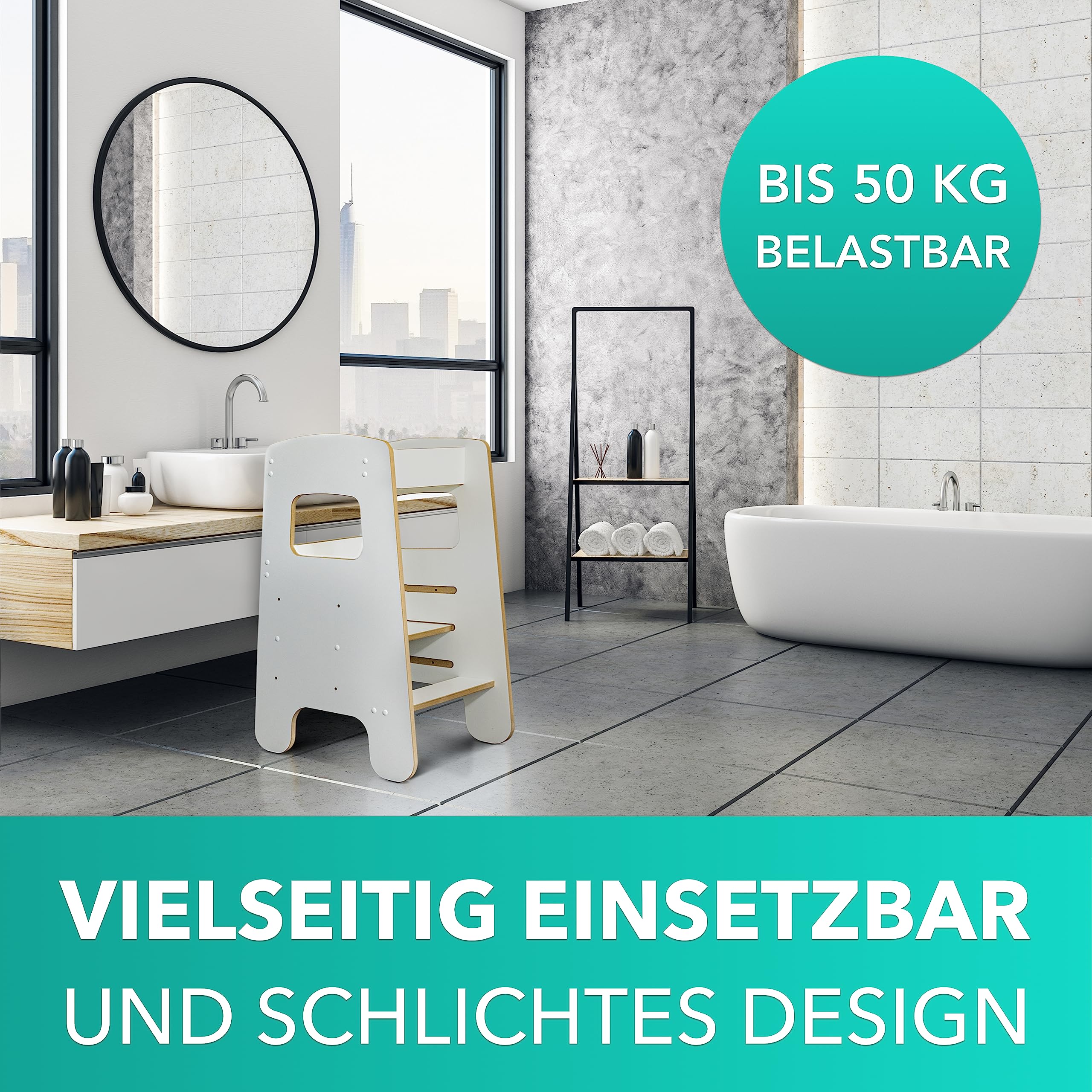 Lernturm für Kinder & Kleinkinder - Tritthocker für Kleinkinder - Küchenhelfer Kinder - Kinderlernturm aus deutscher Tischlerei - Lernprodukt Kinder Lernturm ab 1 Jahr