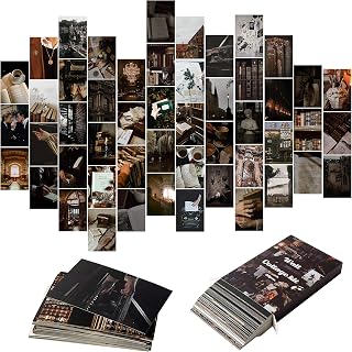 YINGENIVA 50PCS Dark Academia Aesthetic Pictures Wall Collage Kit, Retro Style Photo Collection Collage Dorm Décor, Wall Prints Kit, Small Posters for Room , F-Dark Academia , 4 x 6 Inch