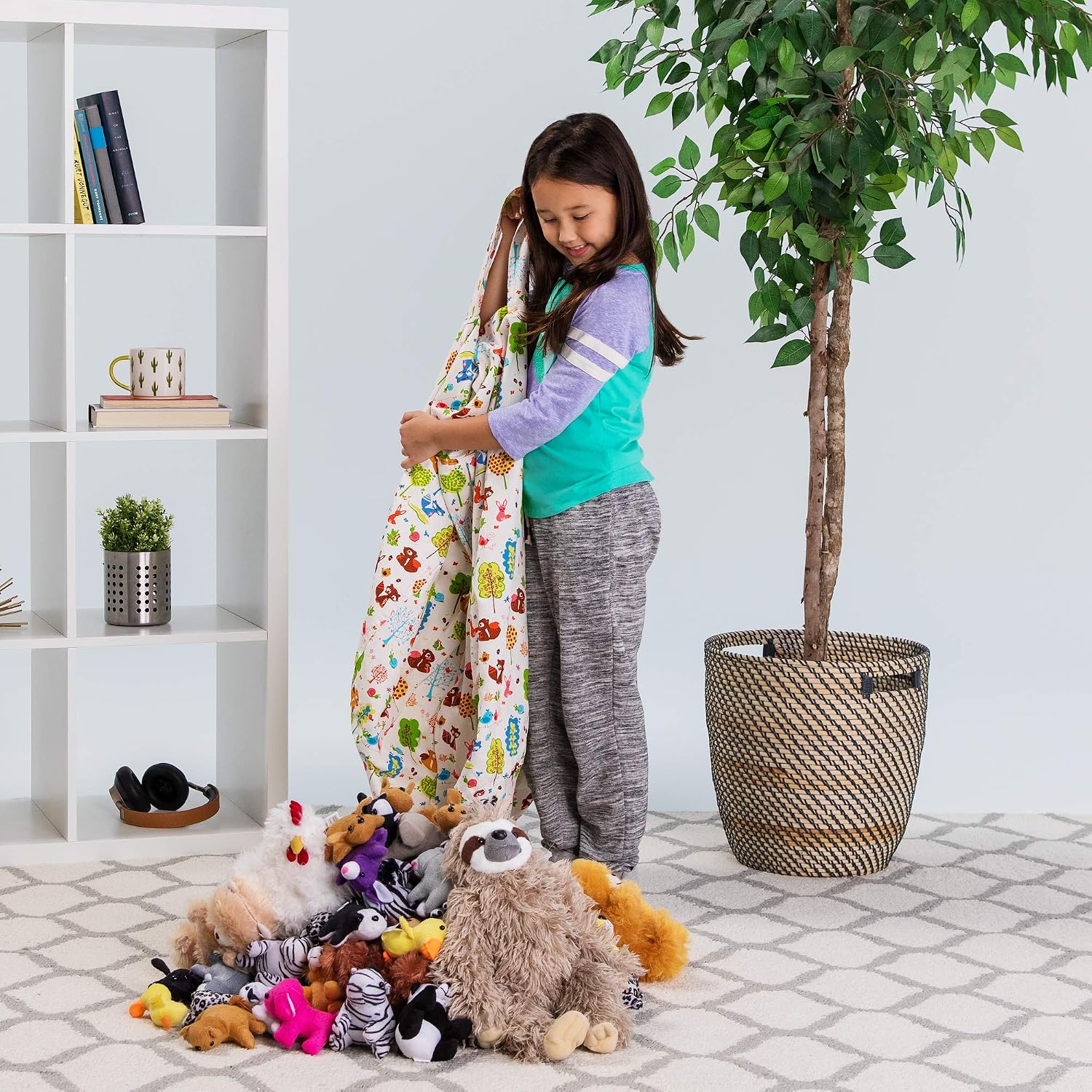 Posh Stuffable Kids Stuffed Animal Storage Bean Bag Chair Cover - Childrens Toy Organizer, Large 38" - Canvas Animals Forest Critters