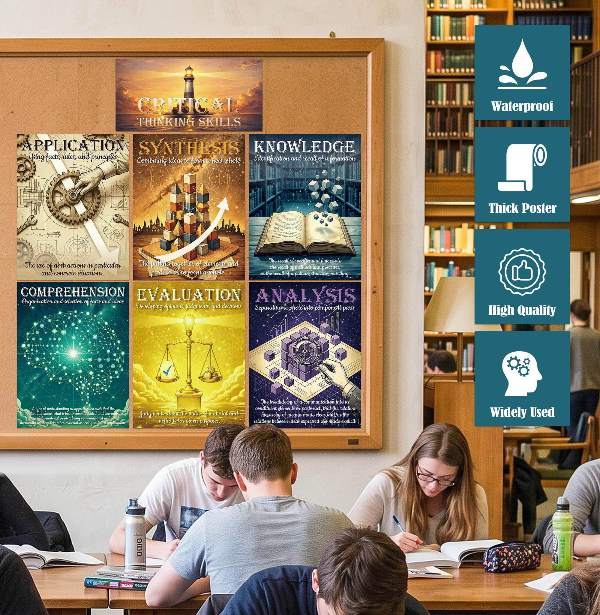 Lot de 7 affiches de pensée pour études sociales - Décoration pour salle de
