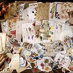 260 PCS Vintage Scrapbooking Supplies Aesthetic Journaling Kit,Large Collection for Bullet Junk Journals,Arts Craft Collage,Ephemera Adults,Beginners,Girls Teenage School Style(Flowers)