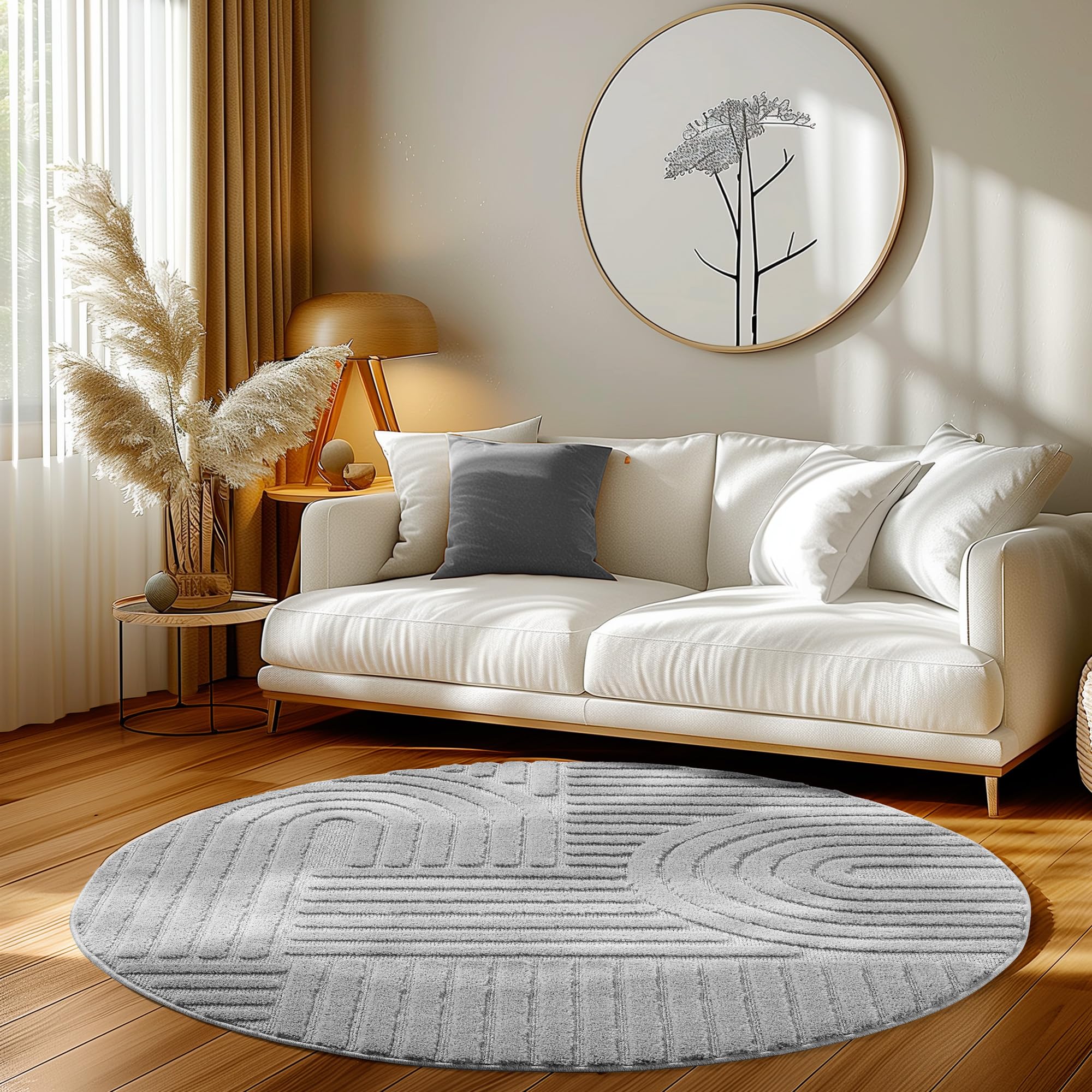 HomebyHome Wohnzimmer Teppich Hochflor Skandi Boho Design Hoch-Tief Effekt Weicher Shaggy Langflor Flauschig Pflegeleicht Modern für beistelltisch