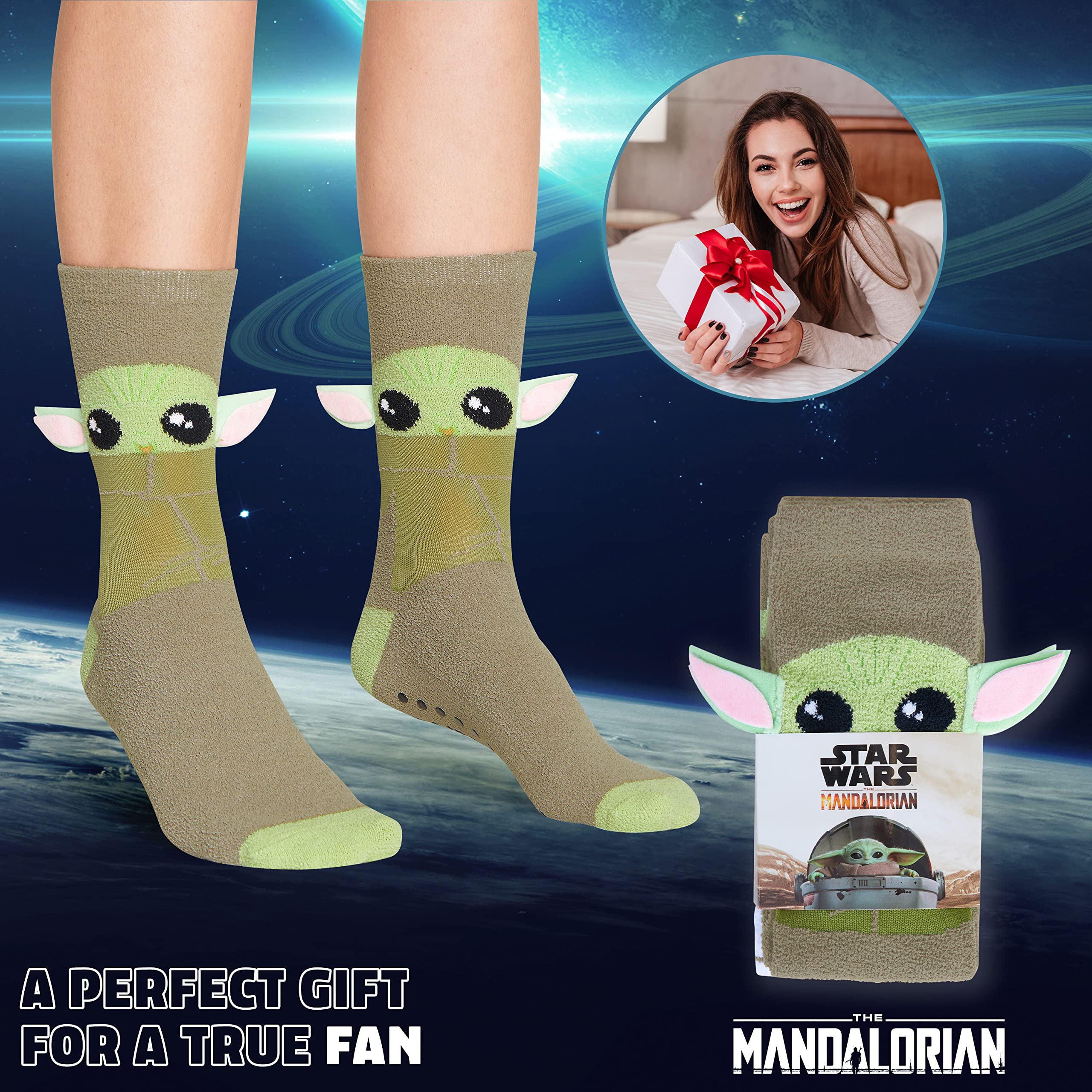 Disney Calze Donna a Pantofola - Set 2 Paia Calzini Antiscivolo Invernali Stitch Topolino Minnie Baby Yoda