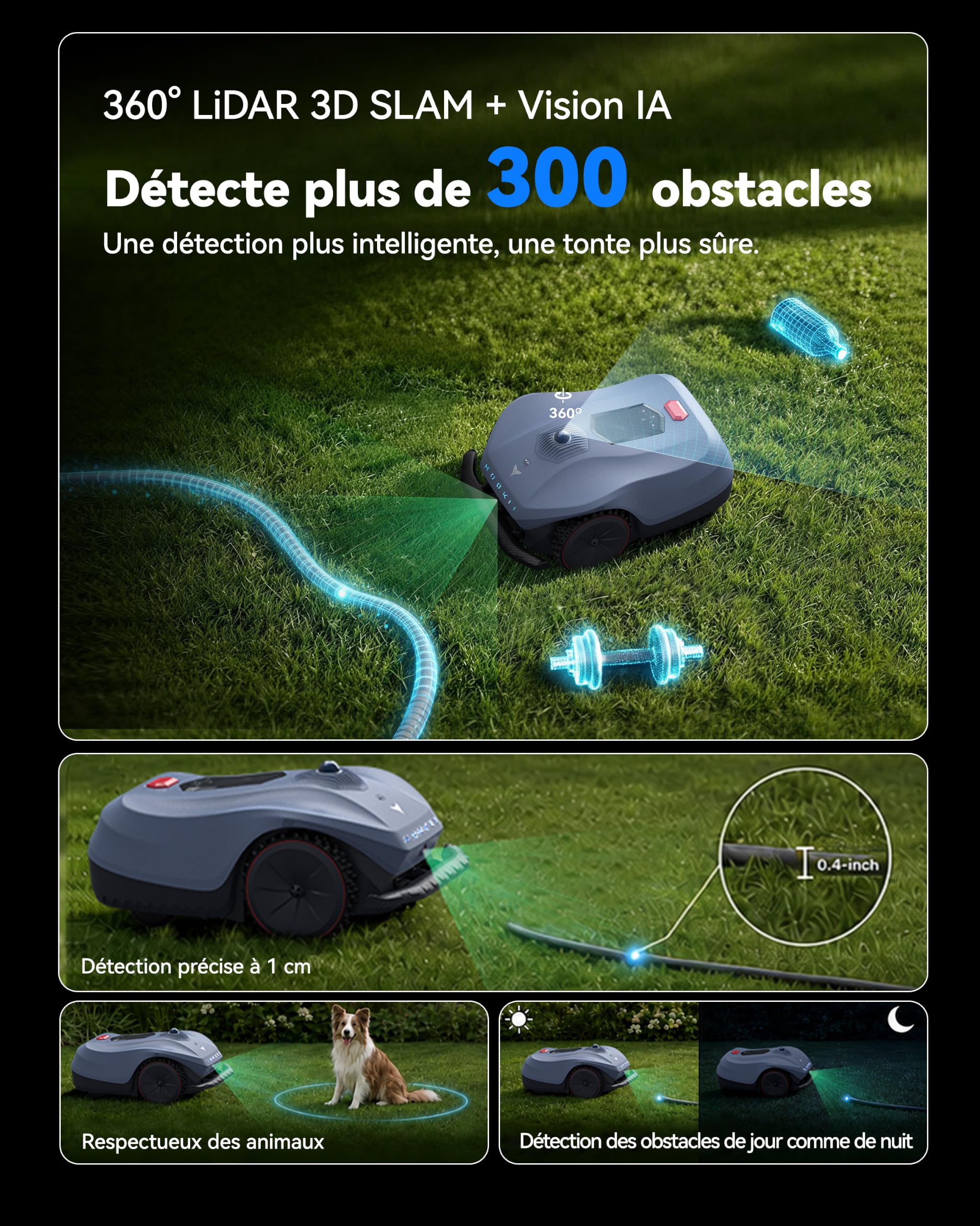 Neomow X SE Robot Tondeuse sans Câble Périphérique, LiDAR, 3,000 m²
