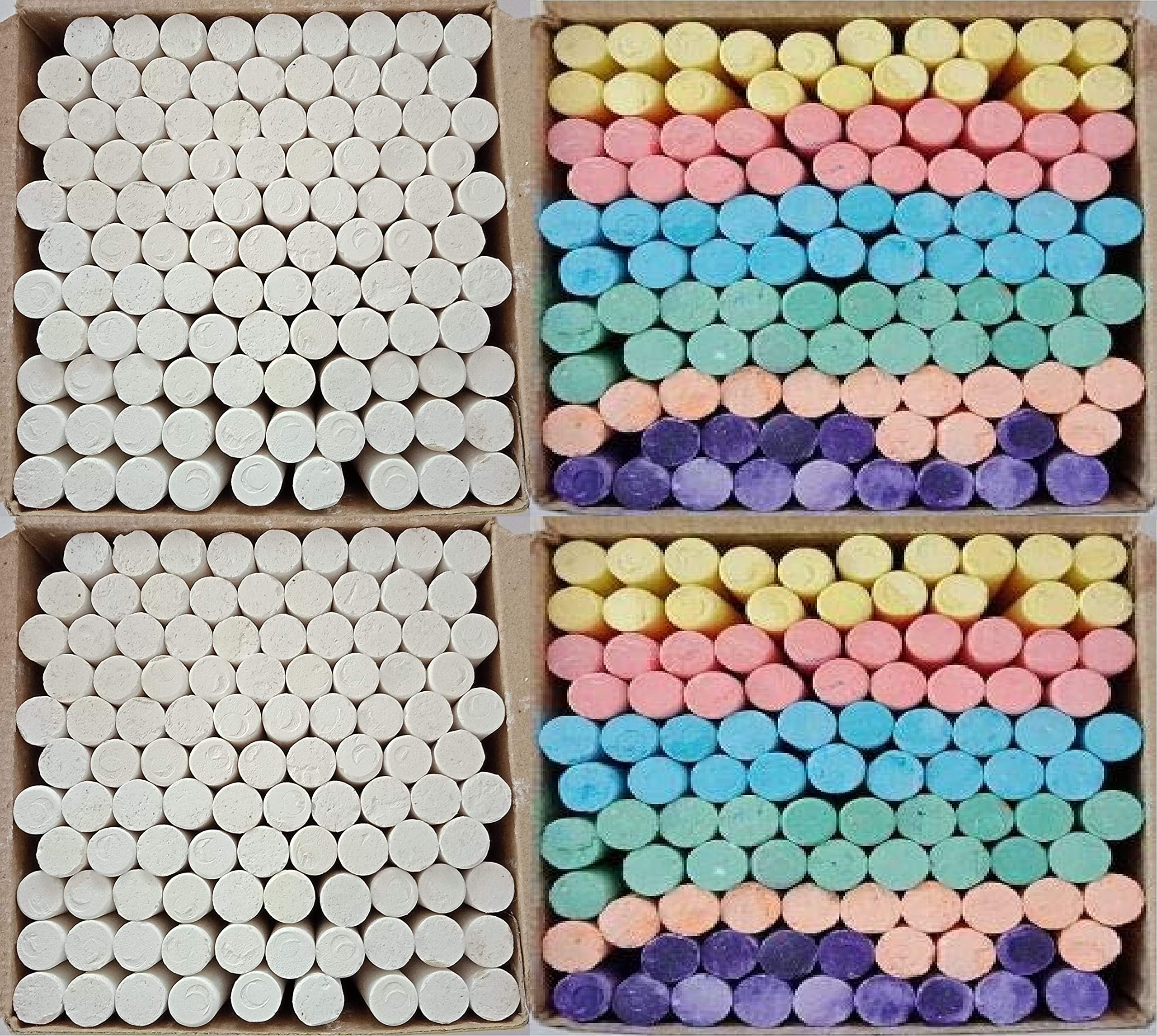 Sve White Dustfree Chalks(200)&Colour Dustfree Chalks(200) For Black Boards,Green Boards,Cement Floors Combo Pack.