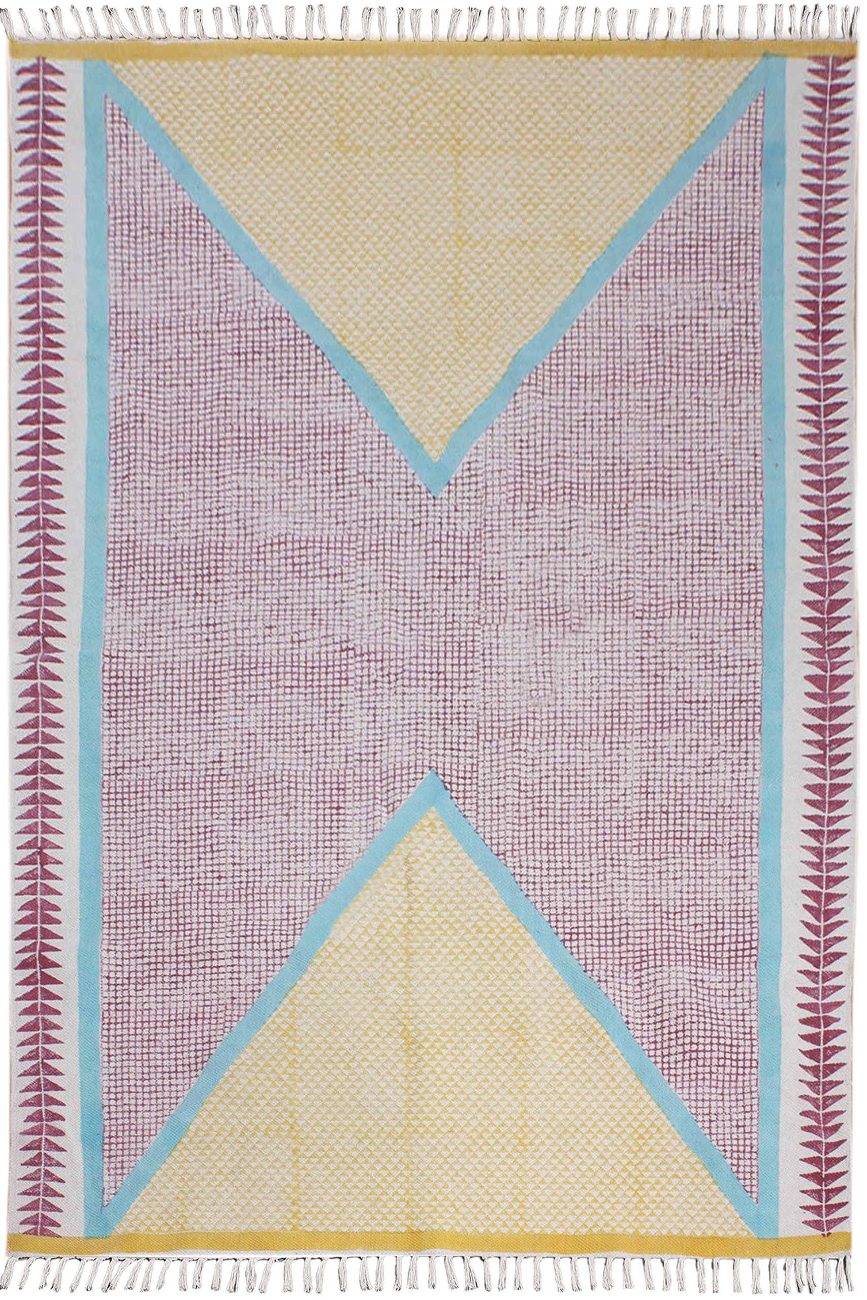 Amazon.com: Kilim Rug 7' Square Rug Red & Yellow Cotton Dhurrie