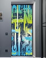 Vista 22 de FLFK Adhesivo mural para puerta, playa, despegar y pegar, tamaño combinado 30.3 x 78.7 pulgadas, dividido en 2 piezas