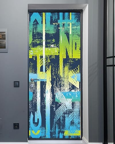 Miniatura 22 de FLFK Adhesivo mural para puerta, playa, despegar y pegar, tamaño combinado 30.3 x 78.7 pulgadas, dividido en 2 piezas