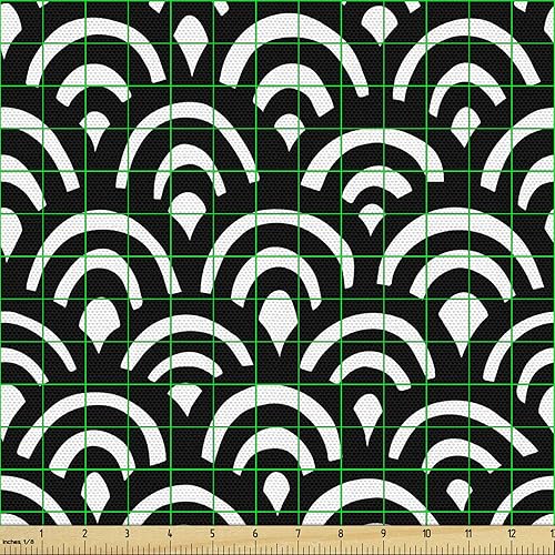 Vista 839 de Ambesonne Tela beige de The Yard, ilustración contemporánea de animales marinos en estilo retro, arte de caballito de mar de cangrejo de pulpo, tela