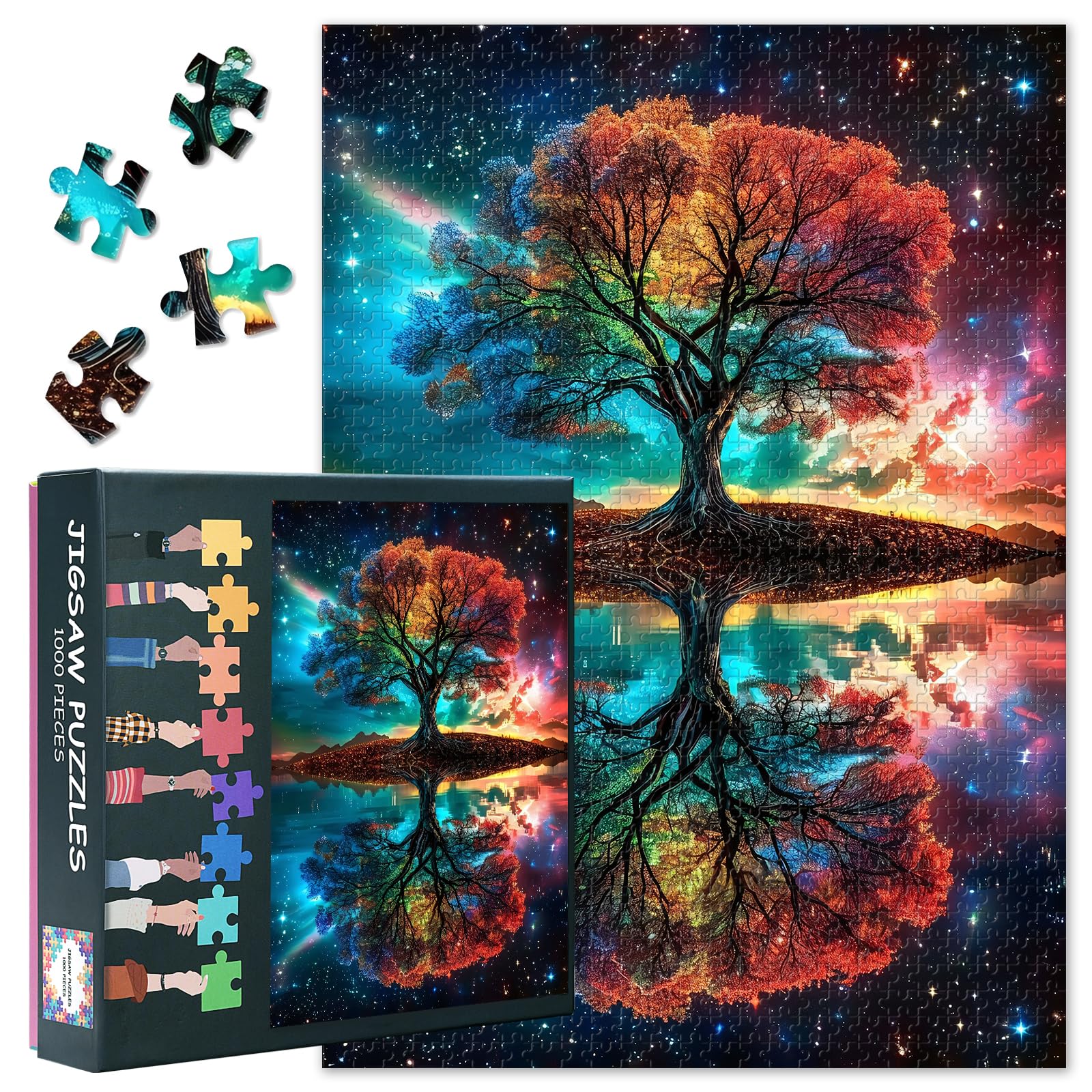 Puzzles for Adults Rainbow Tree, Jigsaw Puzzles for Adults 1000 - Milky Way Galaxy Art, Hard Impossible Puzzle 27.5x19.7 Inch, Educational Games for Family, Birthday Party Gift Idea